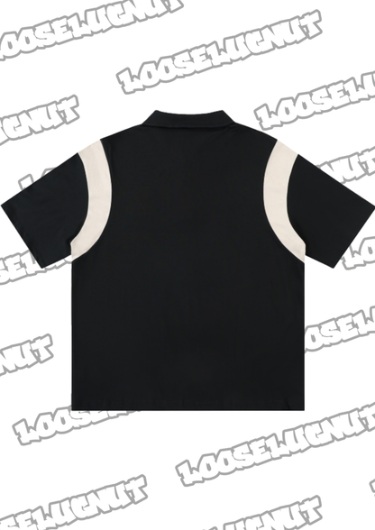 LOOSELUGNUT Contrast Panel Cotton Polo Shirt